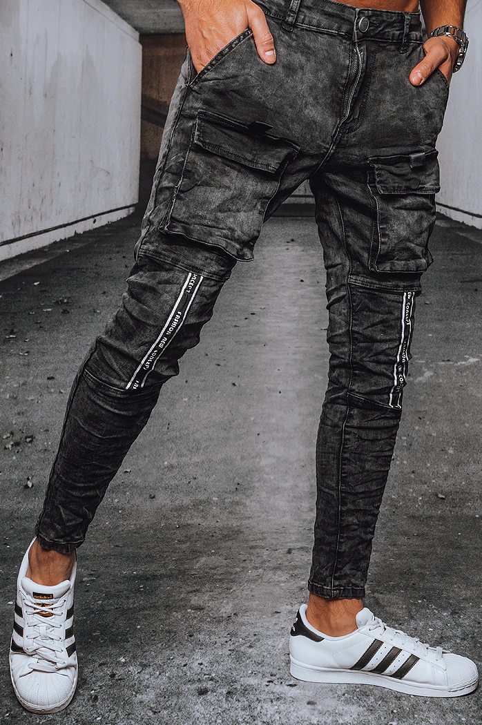 Spodnie męskie jeansowe bojówki czarne Dstreet UX3580