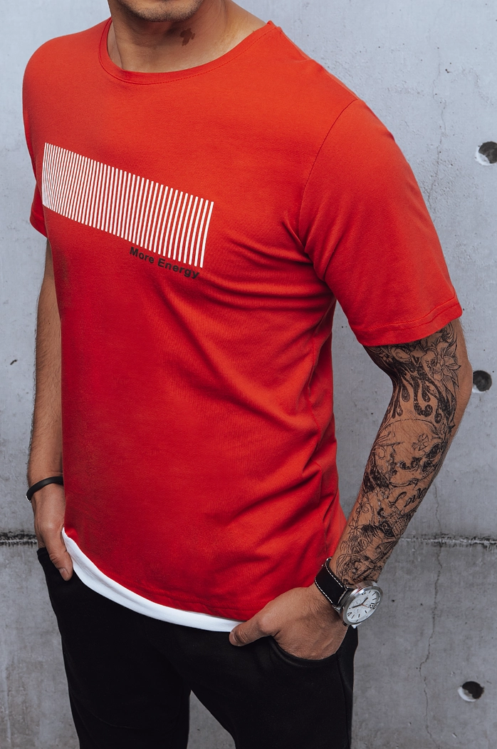 T-shirt męski z nadrukiem czerwony Dstreet RX4651z