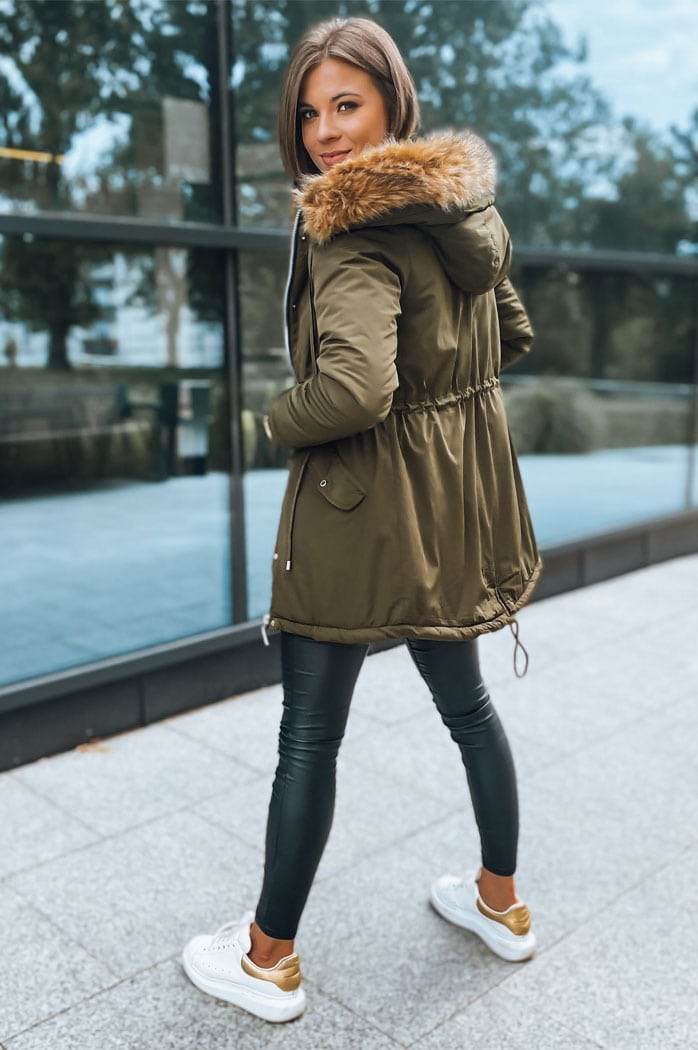 Kurtka zimowa damska parka NEXT ciemnozielona Dstreet TY2890