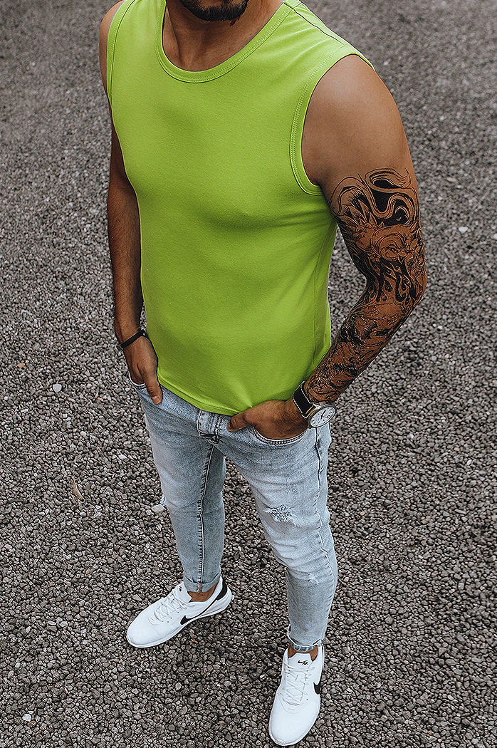 Koszulka bez rękawów męska bez nadruku jasnozielona Dstreet RX4917