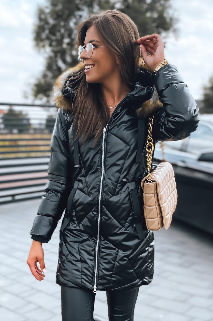 Kurtka zimowa damska płaszcz ROYAL czarna Dstreet TY2948