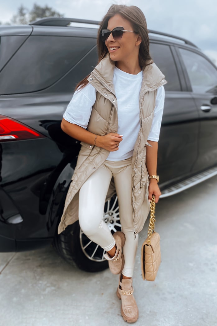 Kamizelka damska pikowana MARIEL beżowa Dstreet TY3015