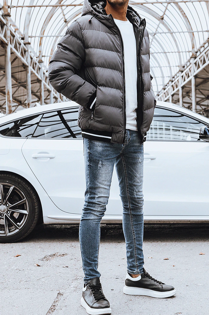 Dwustronna kurtka męska zimowa szara Dstreet TX4198