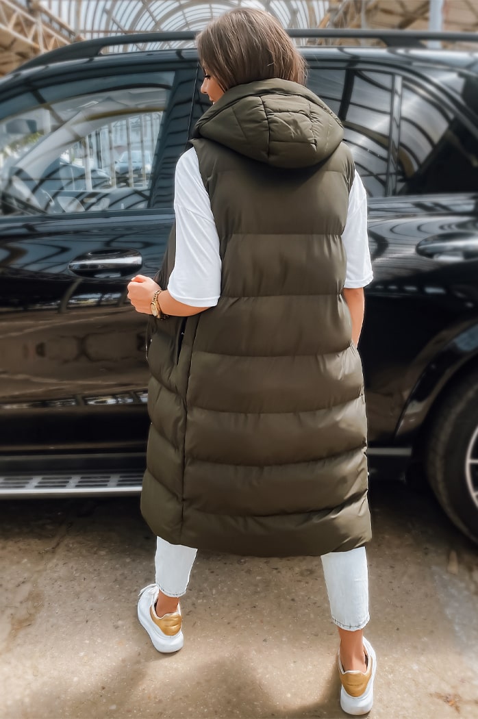 Kamizelka damska pikowana ELLA zielona Dstreet TY3032