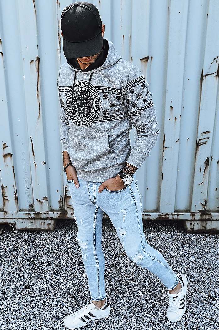 Bluza męska z nadrukiem szara Dstreet BX5309