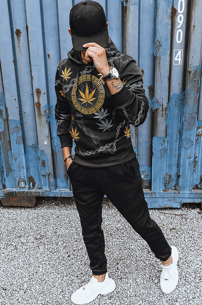 Bluza męska z nadrukiem czarna Dstreet BX5311