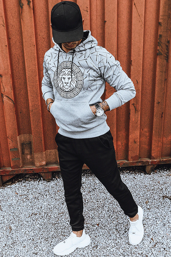 Bluza męska z nadrukiem szara Dstreet BX5314