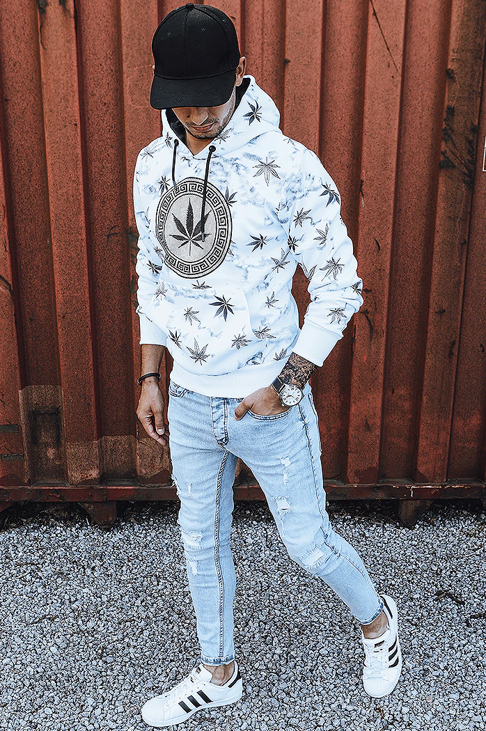 Bluza męska z nadrukiem biała Dstreet BX5323