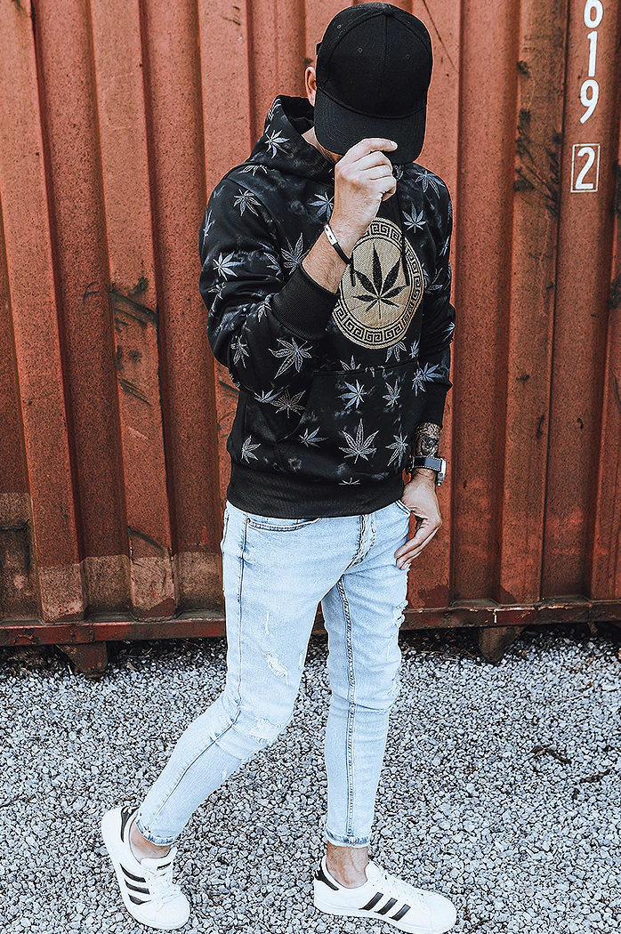 Bluza męska z nadrukiem czarna Dstreet BX5324