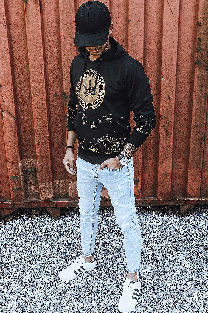 Bluza męska z nadrukiem czarna Dstreet BX5325