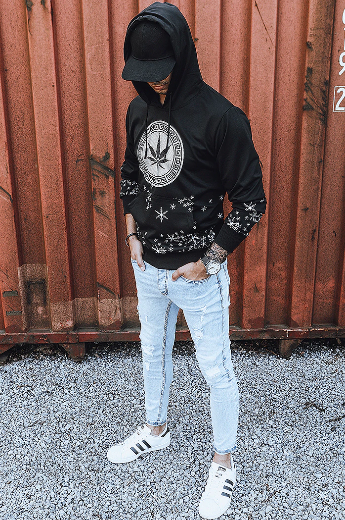 Bluza męska z nadrukiem czarna Dstreet BX5326