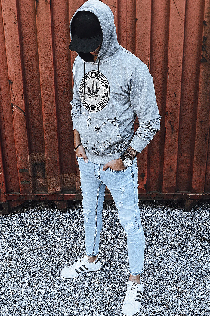 Bluza męska z nadrukiem szara Dstreet BX5327