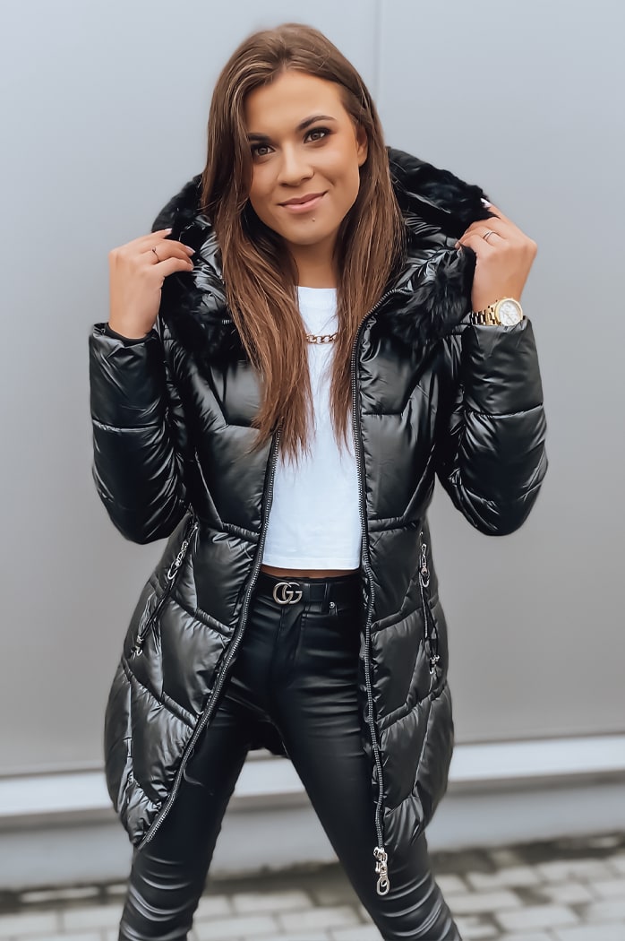 Kurtka zimowa damska  z kapturem KRISTA czarna Dstreet TY3065