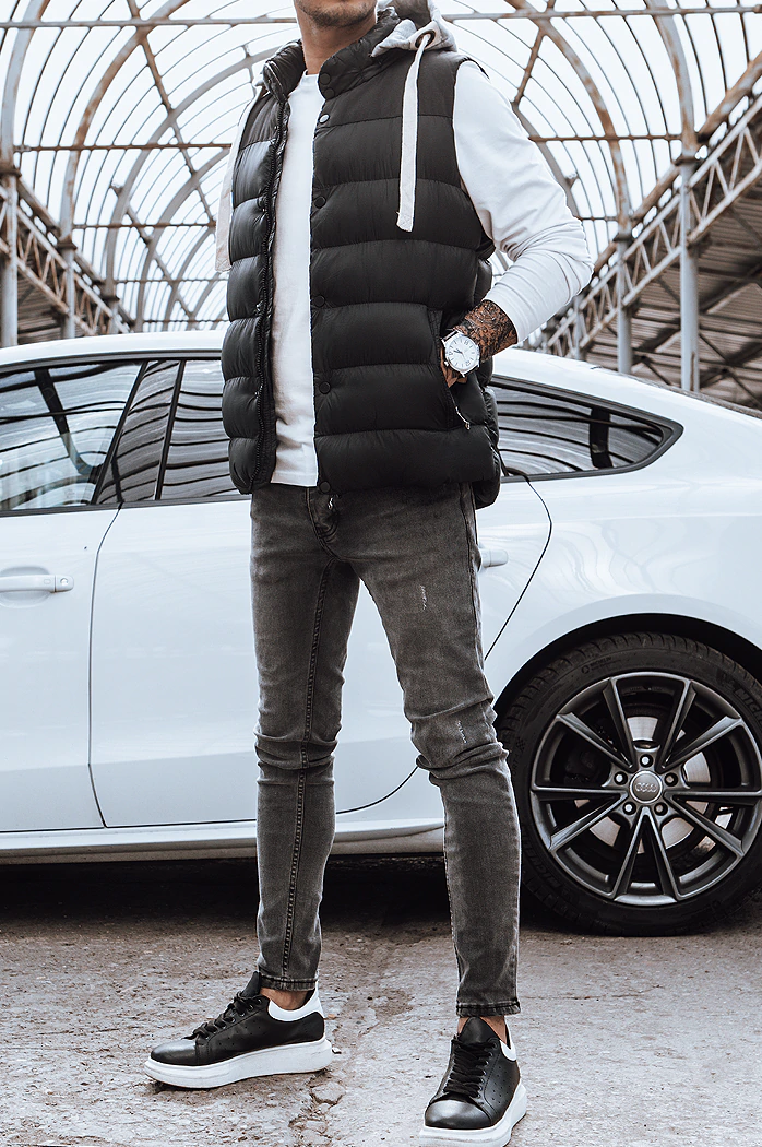 Kamizelka męska z kapturem czarna Dstreet TX3936z