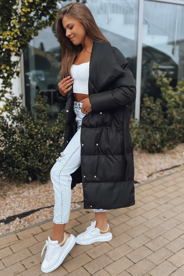 Kurtka pikowana damska płaszcz FAVI czarna Dstreet TY3089