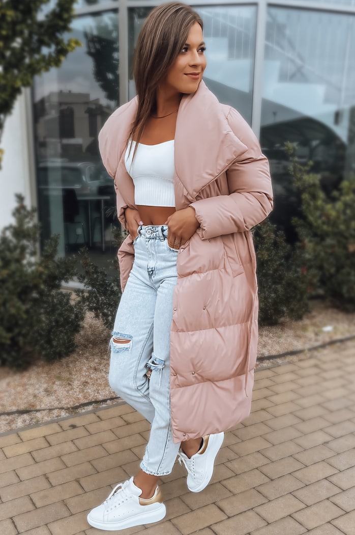 Kurtka pikowana damska płaszcz FAVI różowa Dstreet TY3090