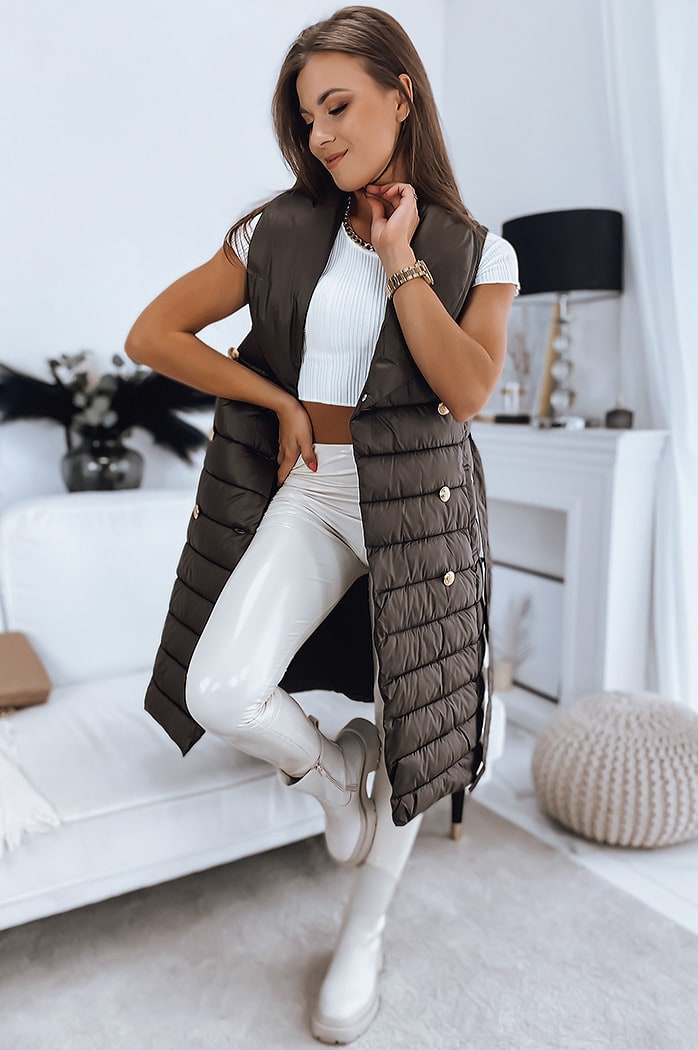 Płaszcz damski pikowany kamizelka 3w1 MADAME brązowa Dstreet TY3152