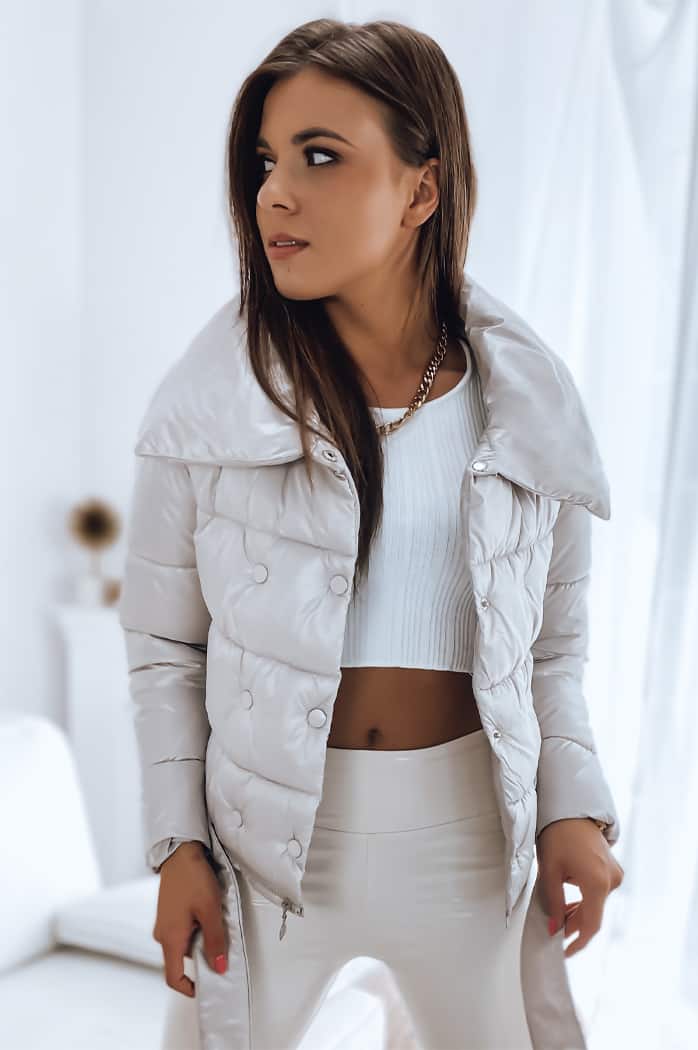 Kurtka pikowana damska płaszcz LONDON PREMIUM beżowa Dstreet TY3162