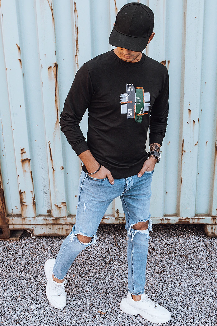 Bluza męska z nadrukiem czarna Dstreet BX5352