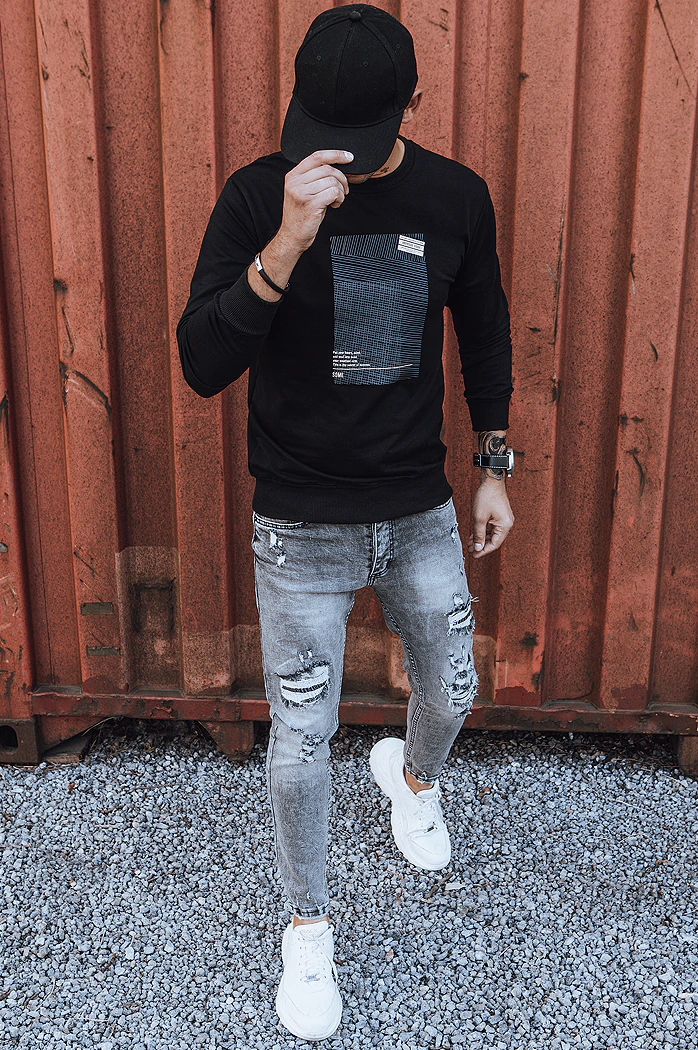 Bluza męska z nadrukiem czarna Dstreet BX5353