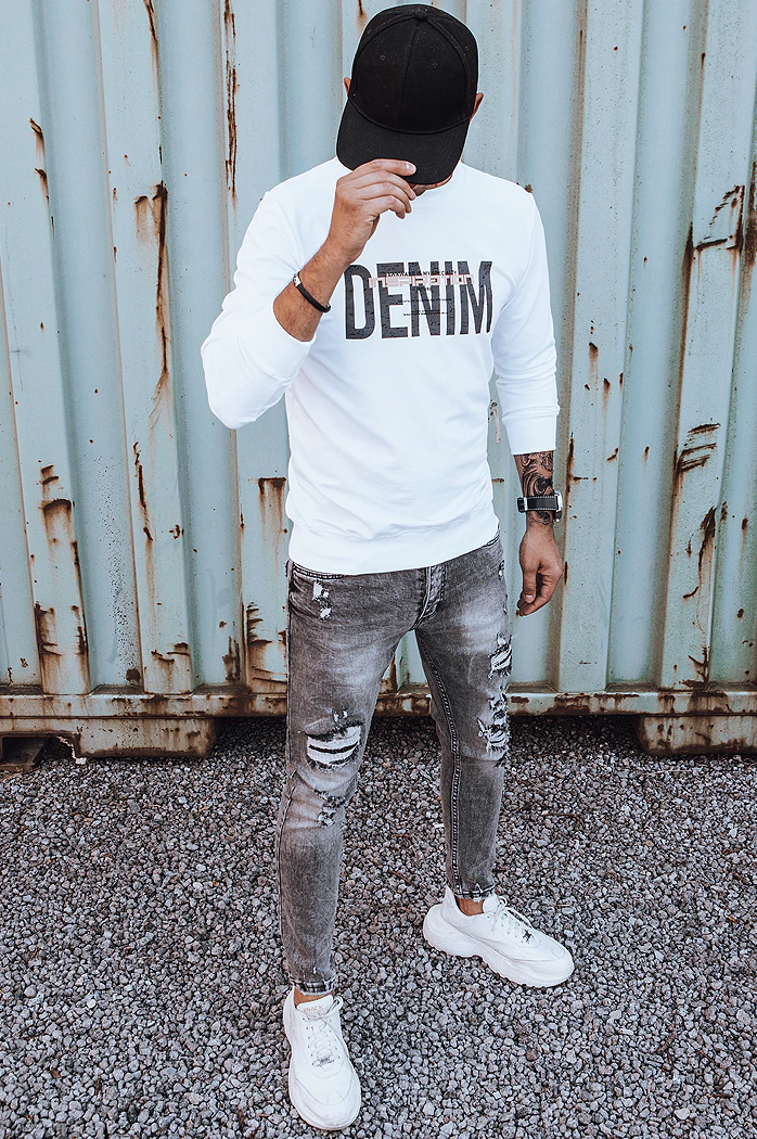 Bluza męska z nadrukiem biała Dstreet BX5356