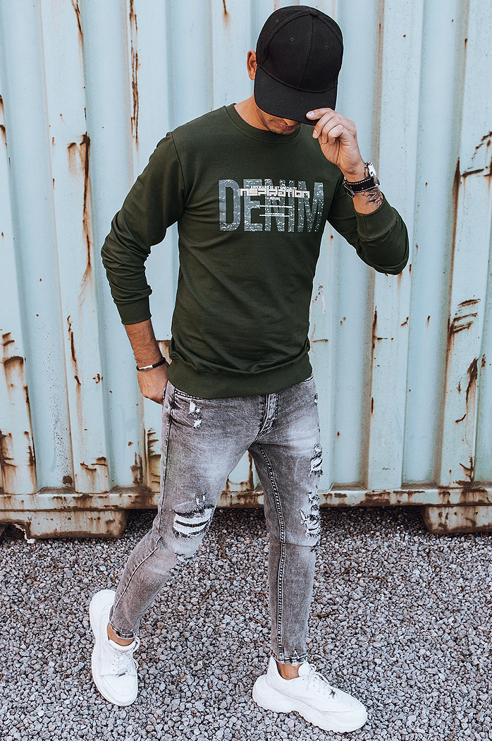 Bluza męska z nadrukiem khaki Dstreet BX5358