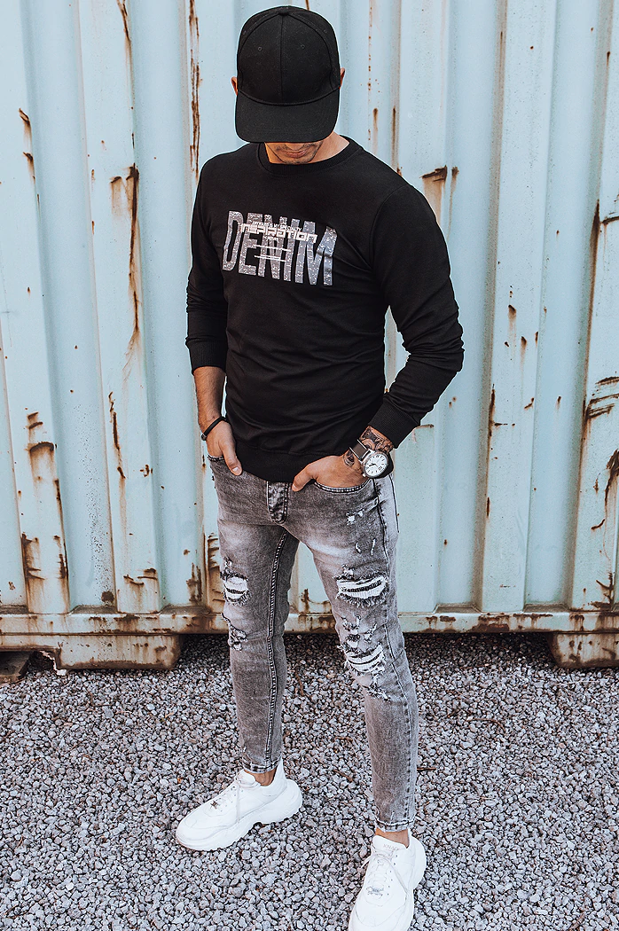 Bluza męska z nadrukiem czarna Dstreet BX5359