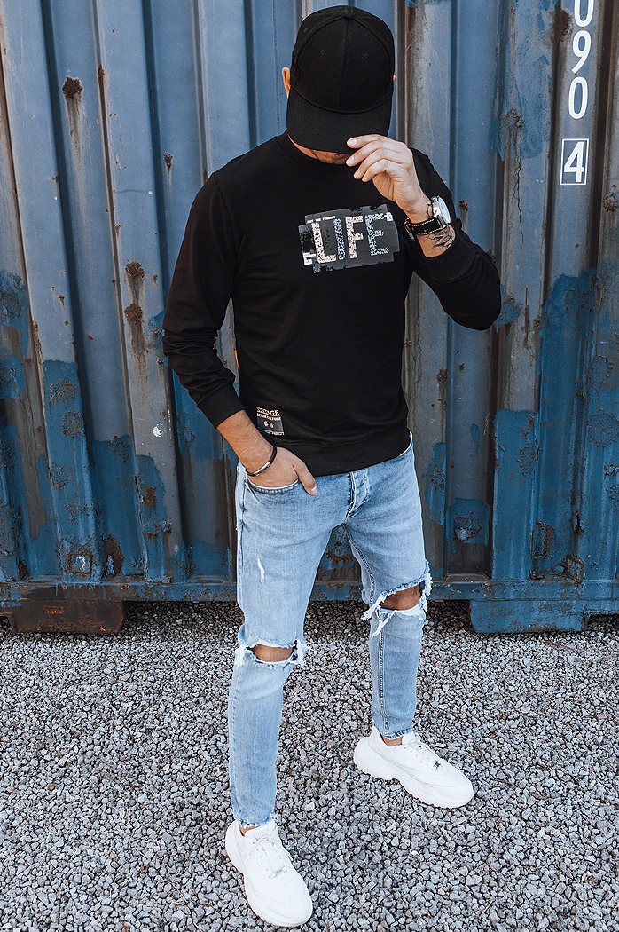 Bluza męska z nadrukiem czarna Dstreet BX5360