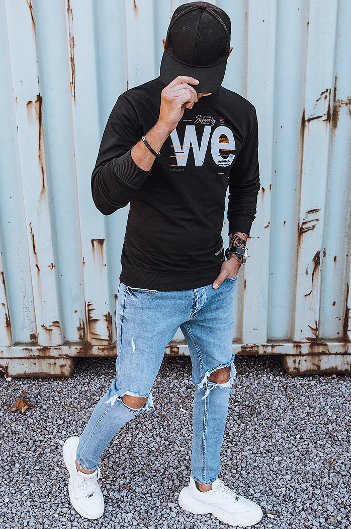 Bluza męska z nadrukiem czarna Dstreet BX5365