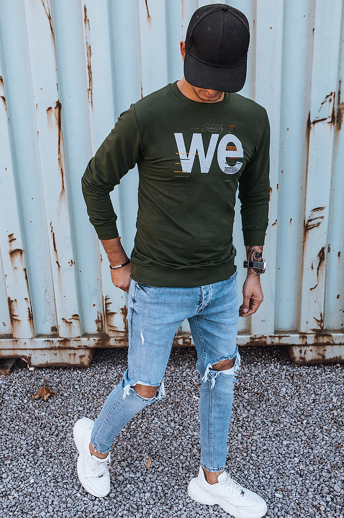 Bluza męska z nadrukiem khaki Dstreet BX5368