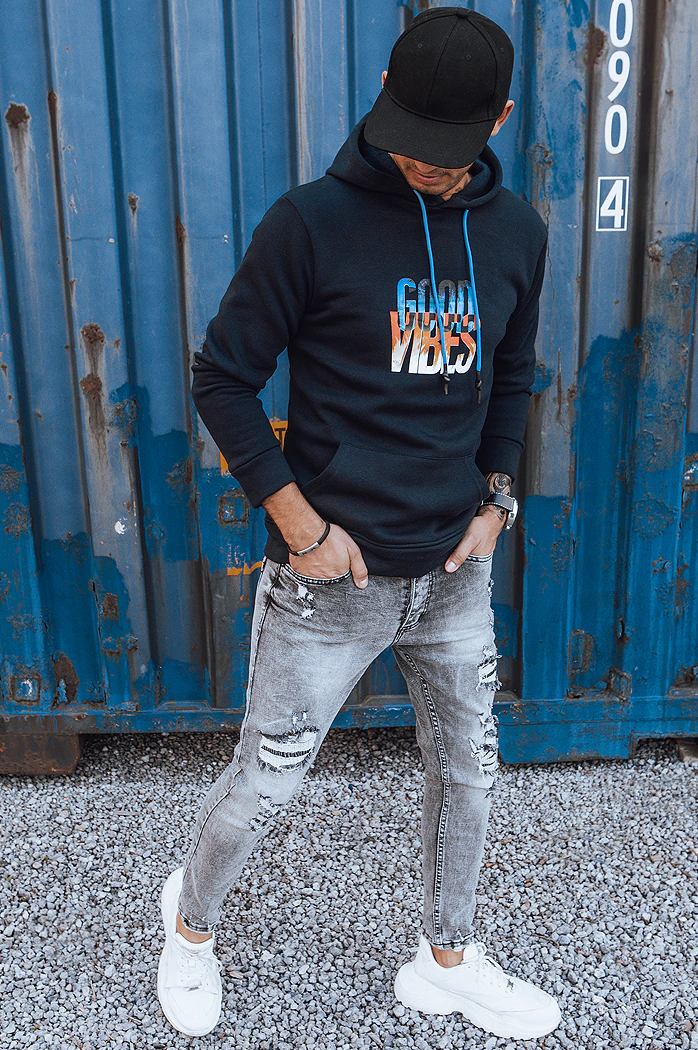 Bluza męska ocieplana z kapturem granatowa Dstreet BX5380