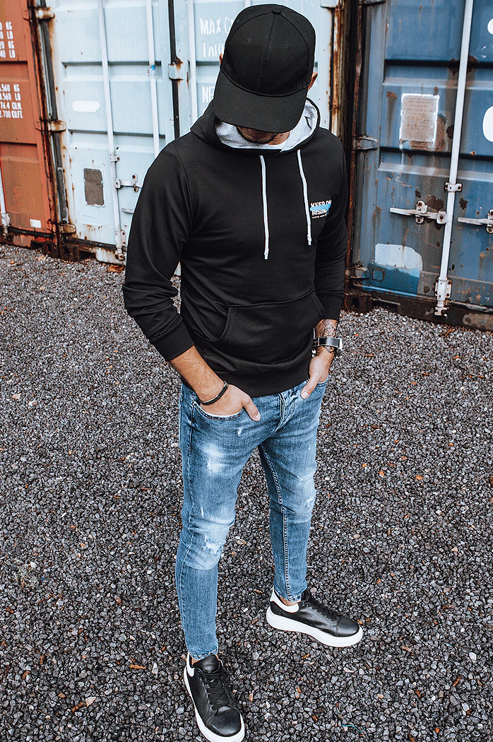 Bluza męska z nadrukiem czarna Dstreet BX5382