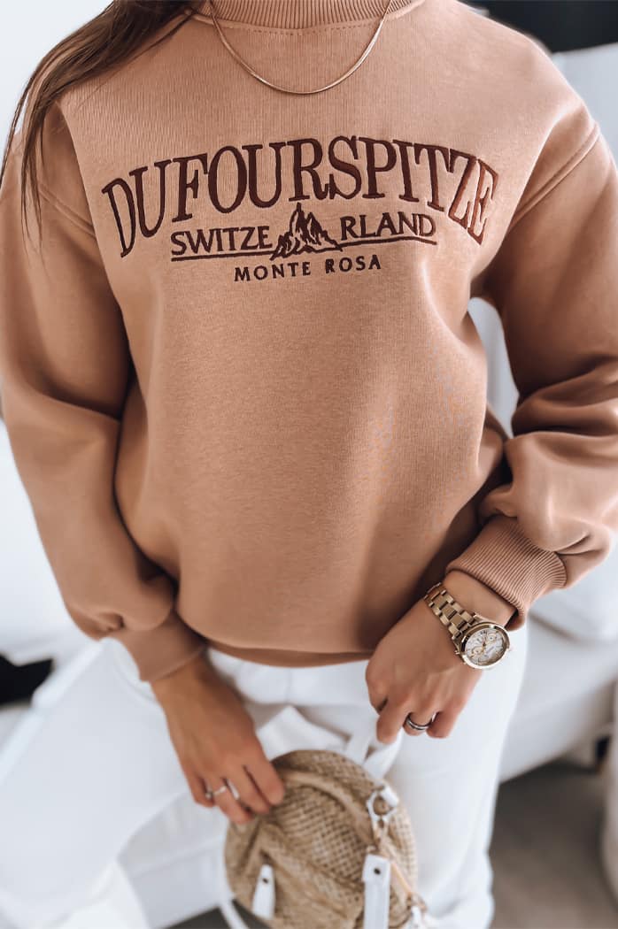 Bluza damska oversize MONTE ROSA kamelowa Dstreet BY1159