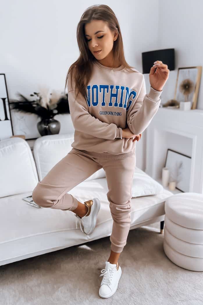 Komplet damski dresowy NOTHING beżowy Dstreet AY0759