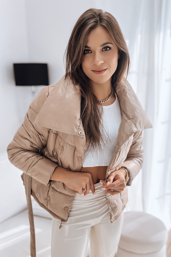 Kurtka pikowana damska płaszcz LONDON PREMIUM kamelowa Dstreet TY3346