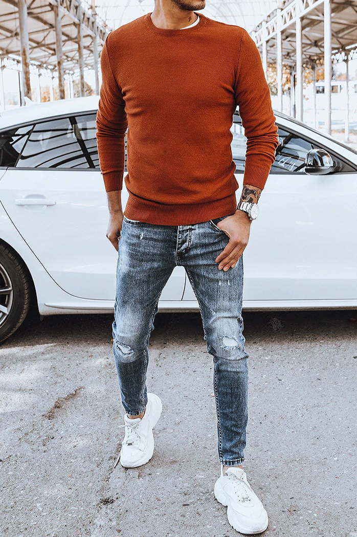 Sweter męski klasyczny rudy Dstreet WX1936