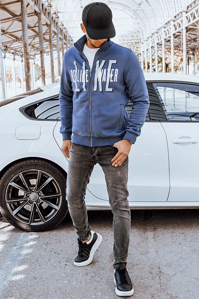 Bluza męska rozpinana z nadrukiem indygo Dstreet BX5411