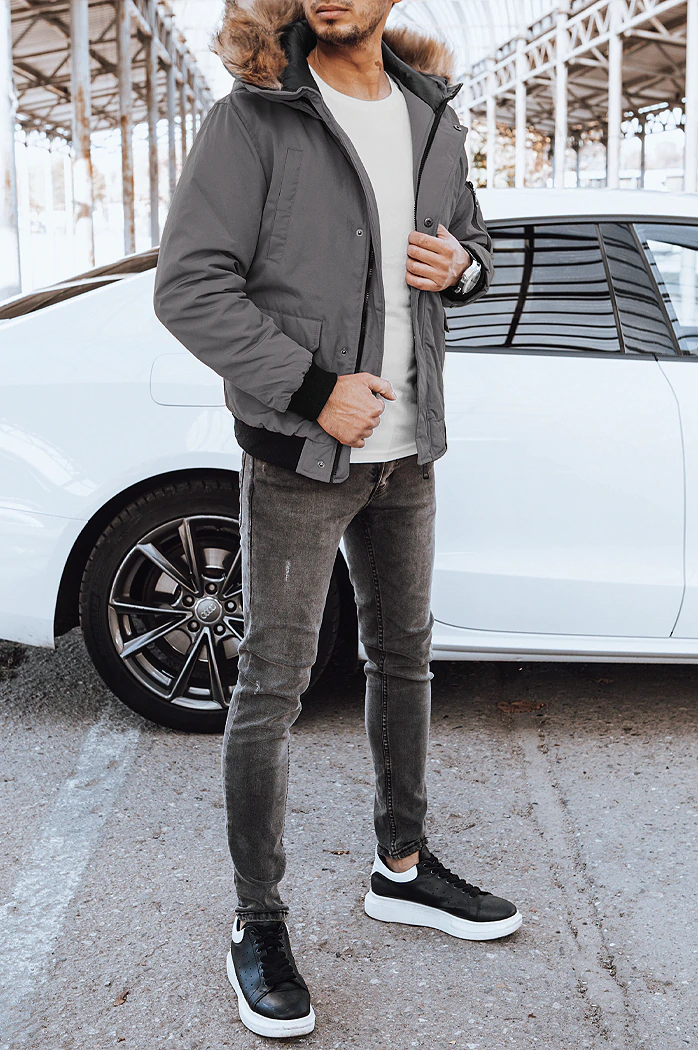 Kurtka męska zimowa ciemnoszara Dstreet TX4306