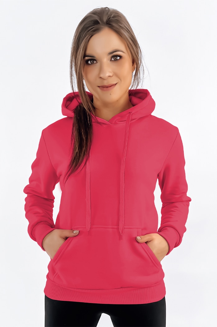 Bluza damska BASIC z kapturem różowa BY1164