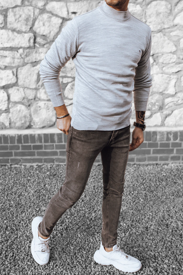 Sweter męski jasnoszary Dstreet WX2020