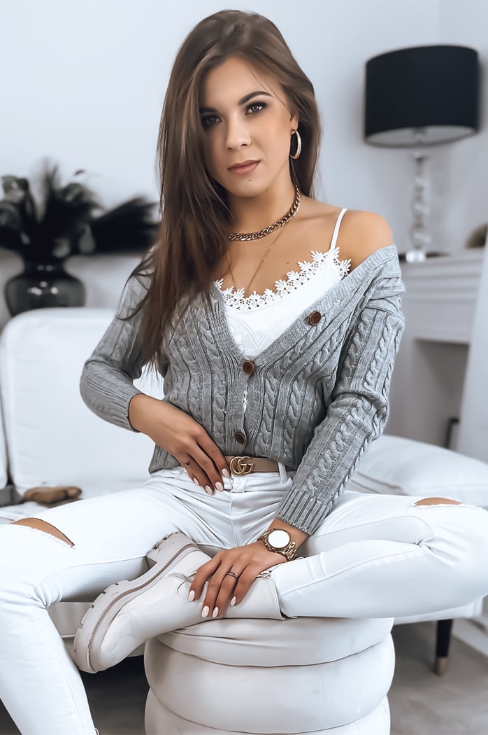 Sweter damski RIGLA jasnoszary Dstreet MY1635