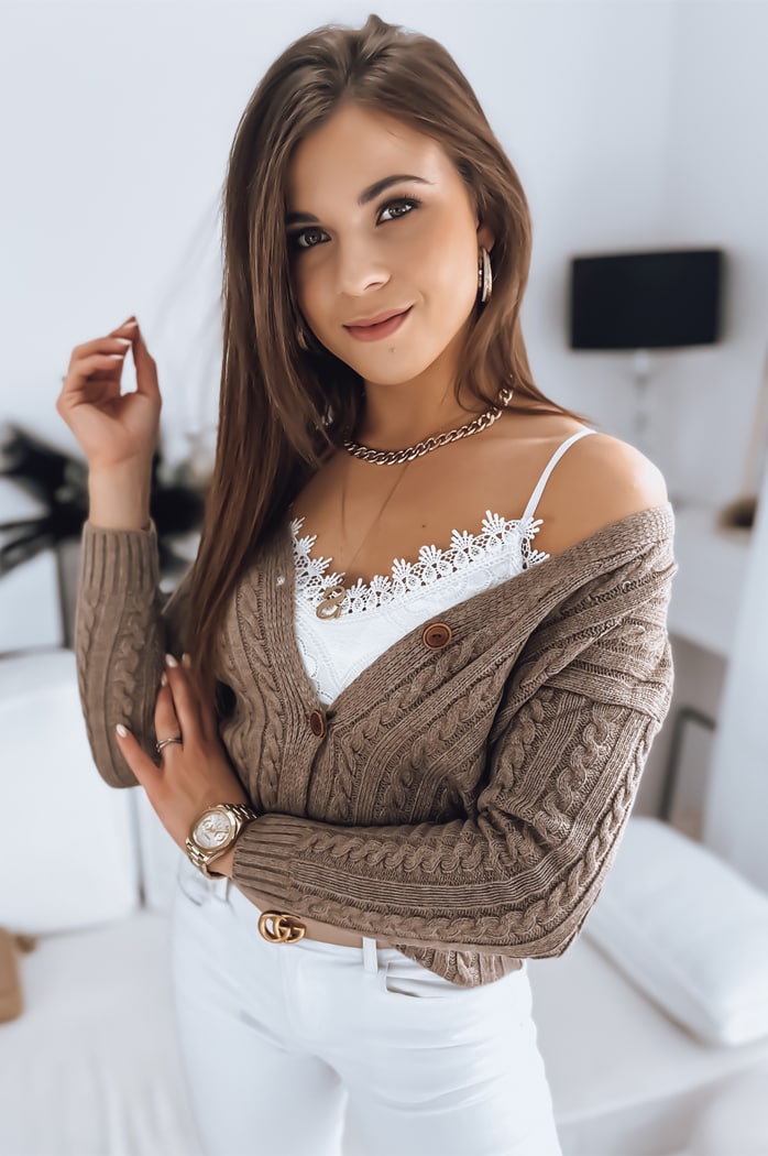 Sweter damski RIGLA beżowy Dstreet MY1637