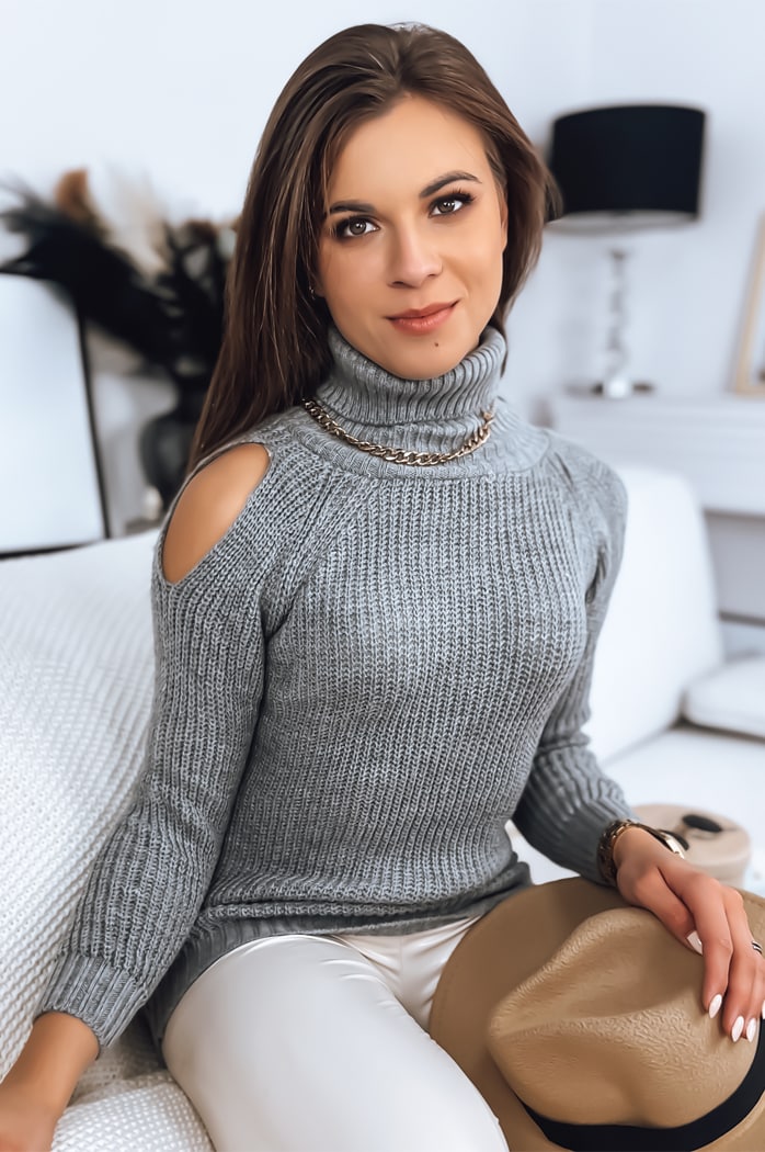 Sweter damski ARIEL jasnoszary Dstreet MY1704