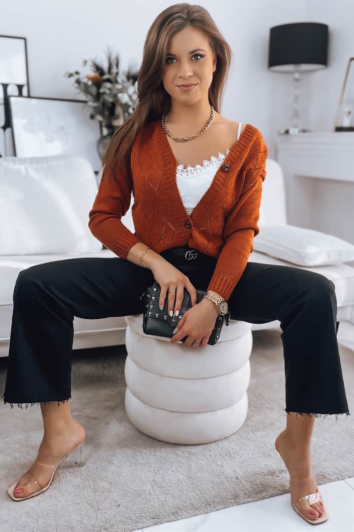 Sweter damski rozpinany MAILA rudy Dstreet MY1746