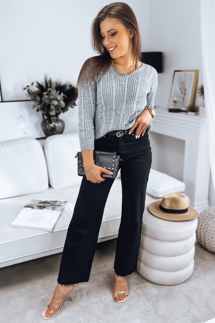 Sweter damski WELLMA jasnoszary Dstreet MY1771