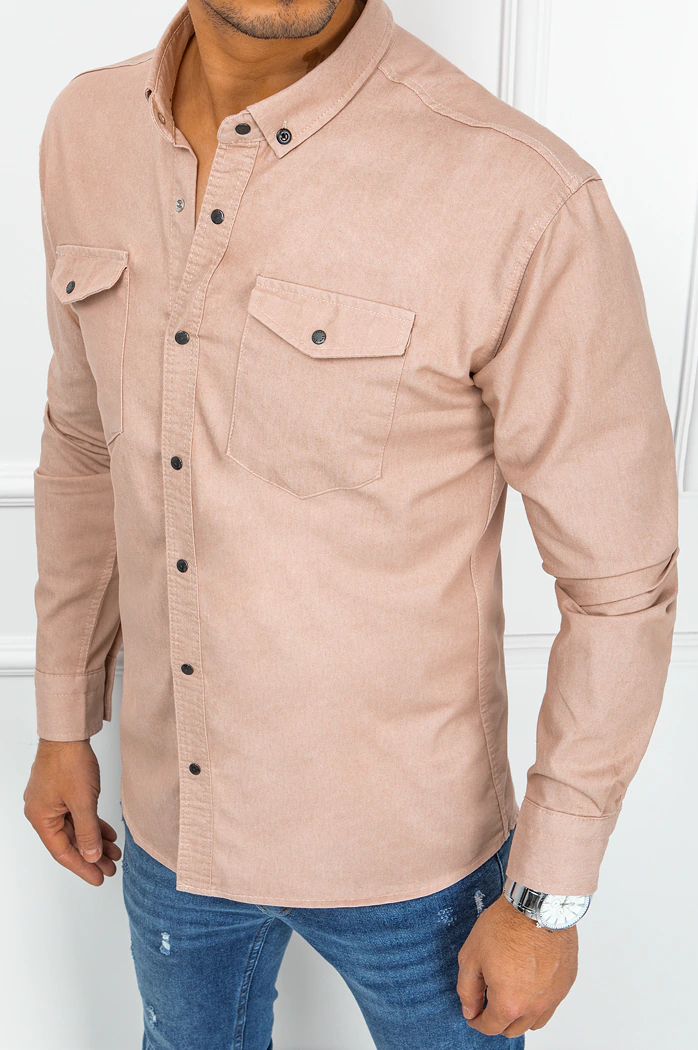 Koszula męska jeansowa różowa Dstreet DX2352