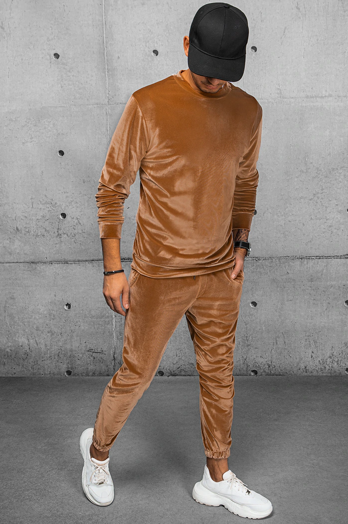 Bluza męska welurowa  kamelowa Dstreet BX5530