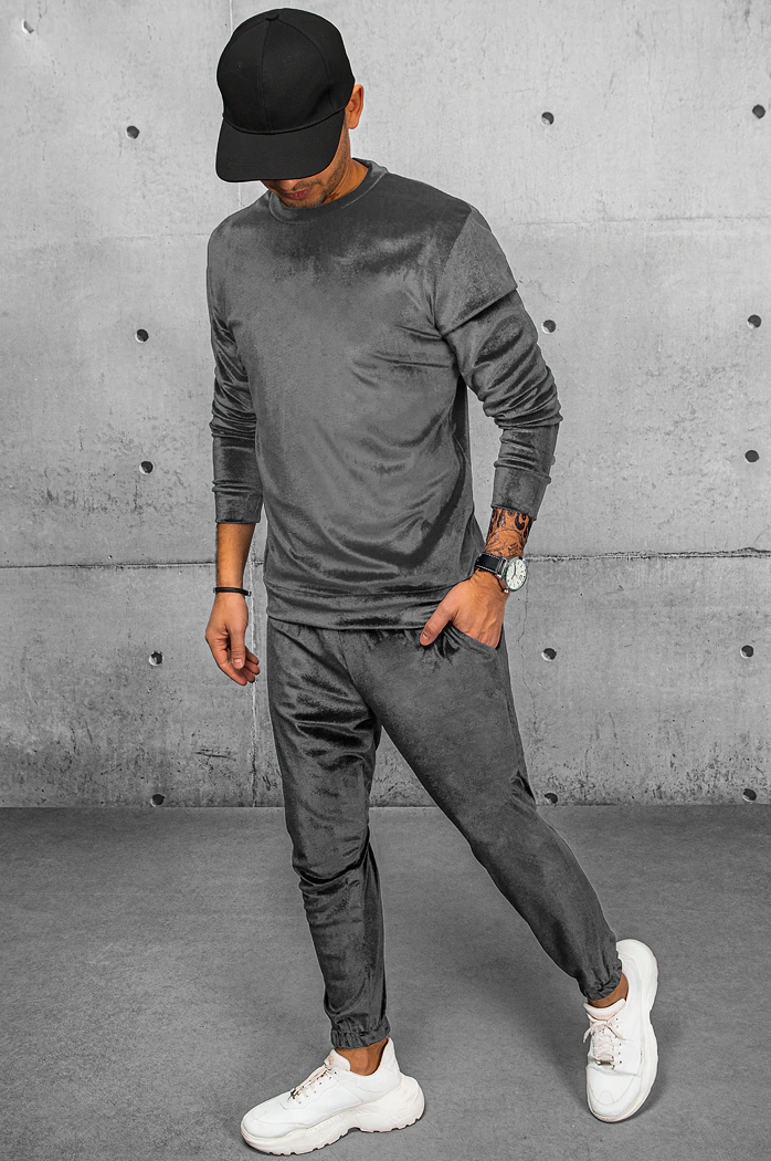 Bluza męska welurowa  szara Dstreet BX5533