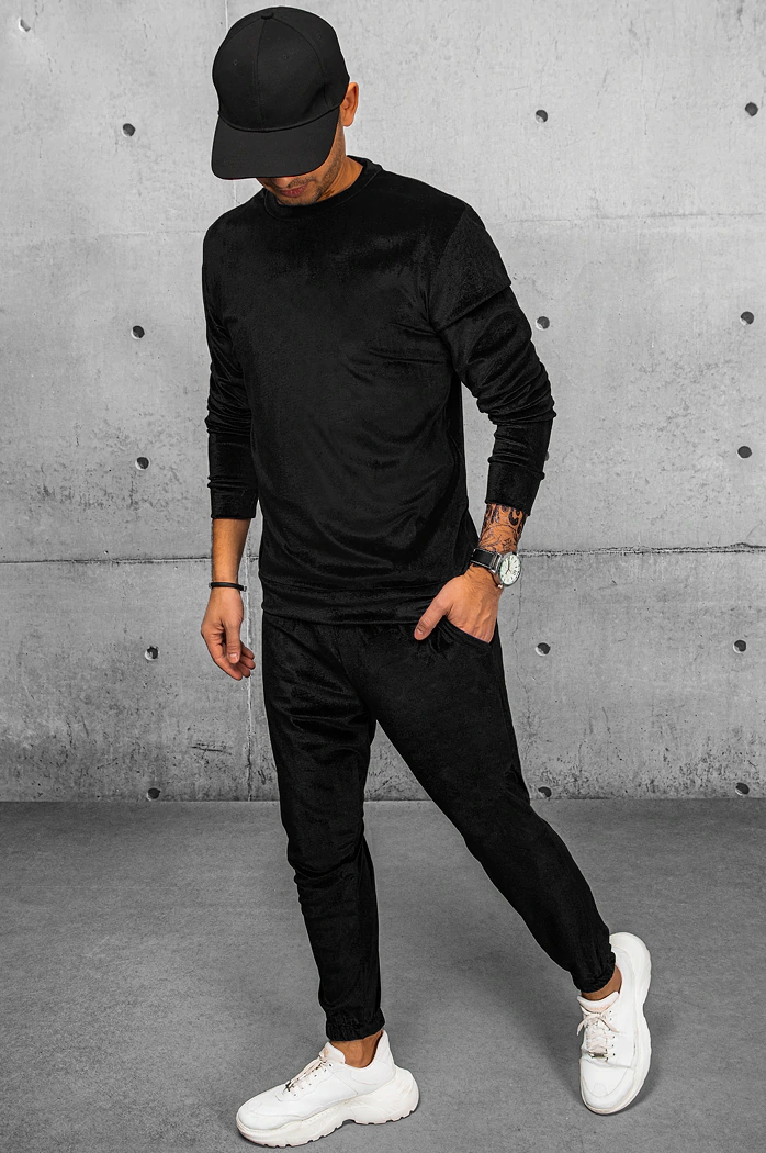 Bluza męska welurowa czarna Dstreet BX5534