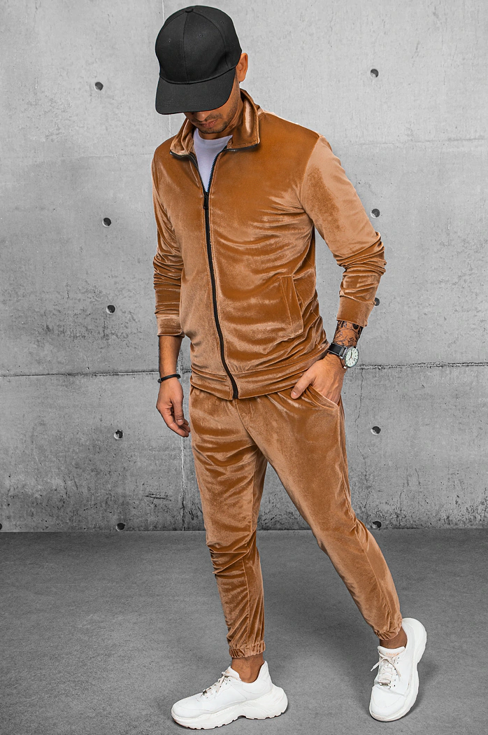 Bluza męska welurowa kamelowa Dstreet BX5539